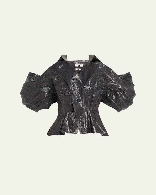 Structured Denim Foiled Print Jacket